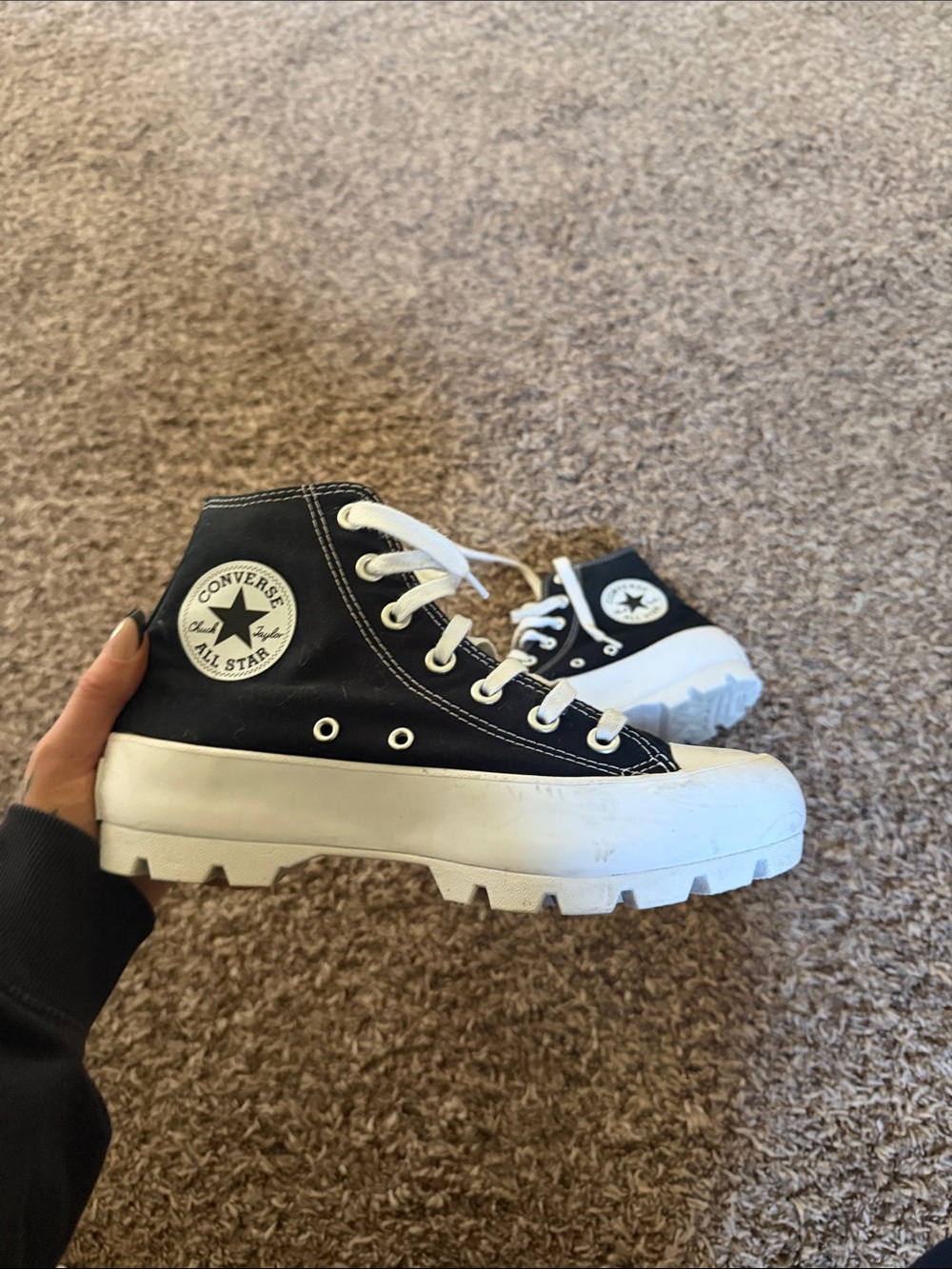 Converse Kids' Black & White High-Top Platform Sneakers